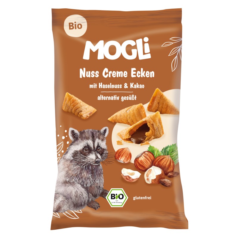 ECO Mini pernute crocante umplute cu crema de cacao si alune, Mogli, 30g