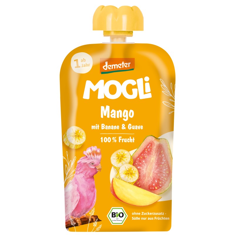 ECO Piure mango, guava si banane, 1 an+, Mogli, 100g