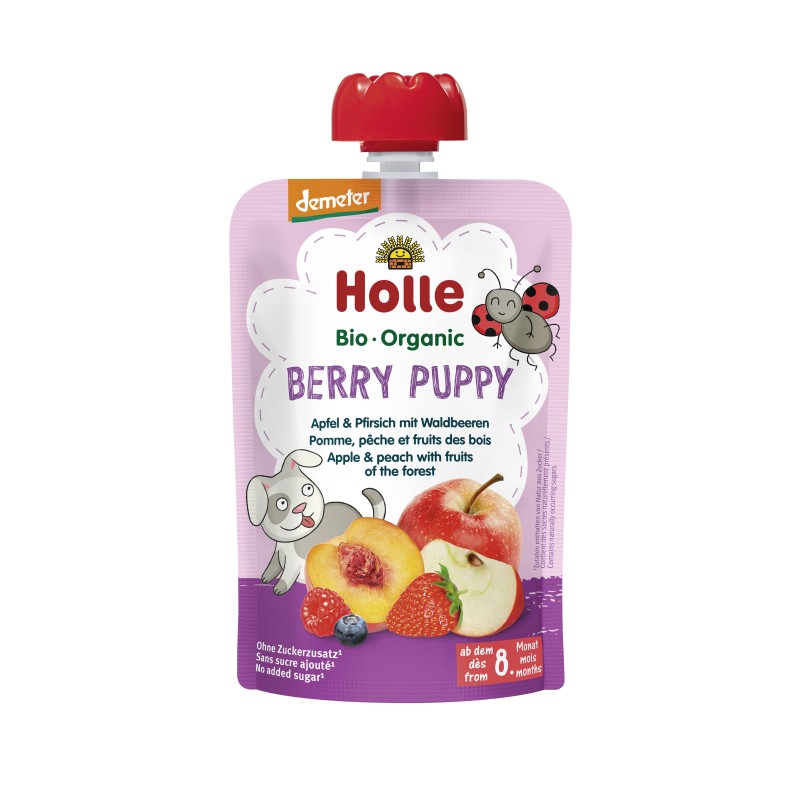 ECO Berry Puppy - Piure de mere si piersici cu fructe de padure 100g