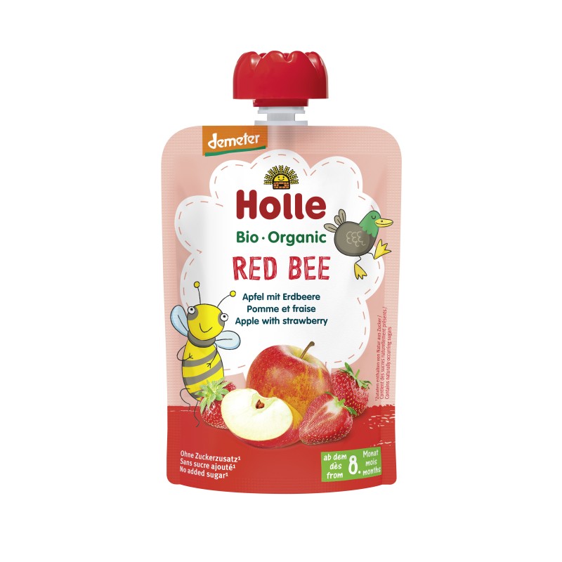 ECO Red Bee - Piure de fructe cu mere si capsuni 100g