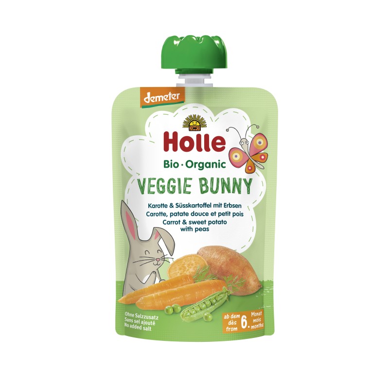 ECO Veggie Bunny - Piure de morcovi, cartofi dulci si mazare 100g